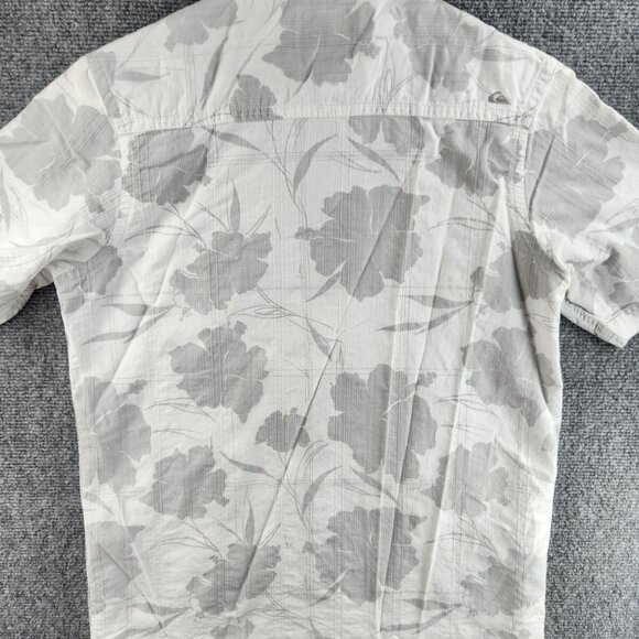 Quiksilver Quicksilver Button Up Shirt Men Small Mid Fit Gray White Floral Surf - Picture 15 of 16
